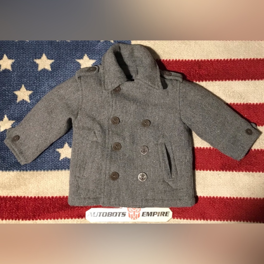 NWOT Vintage Baby Gap Toddler WINTER WOOL PEACOAT Gray Navy Jacket 12-18 M Tnf x